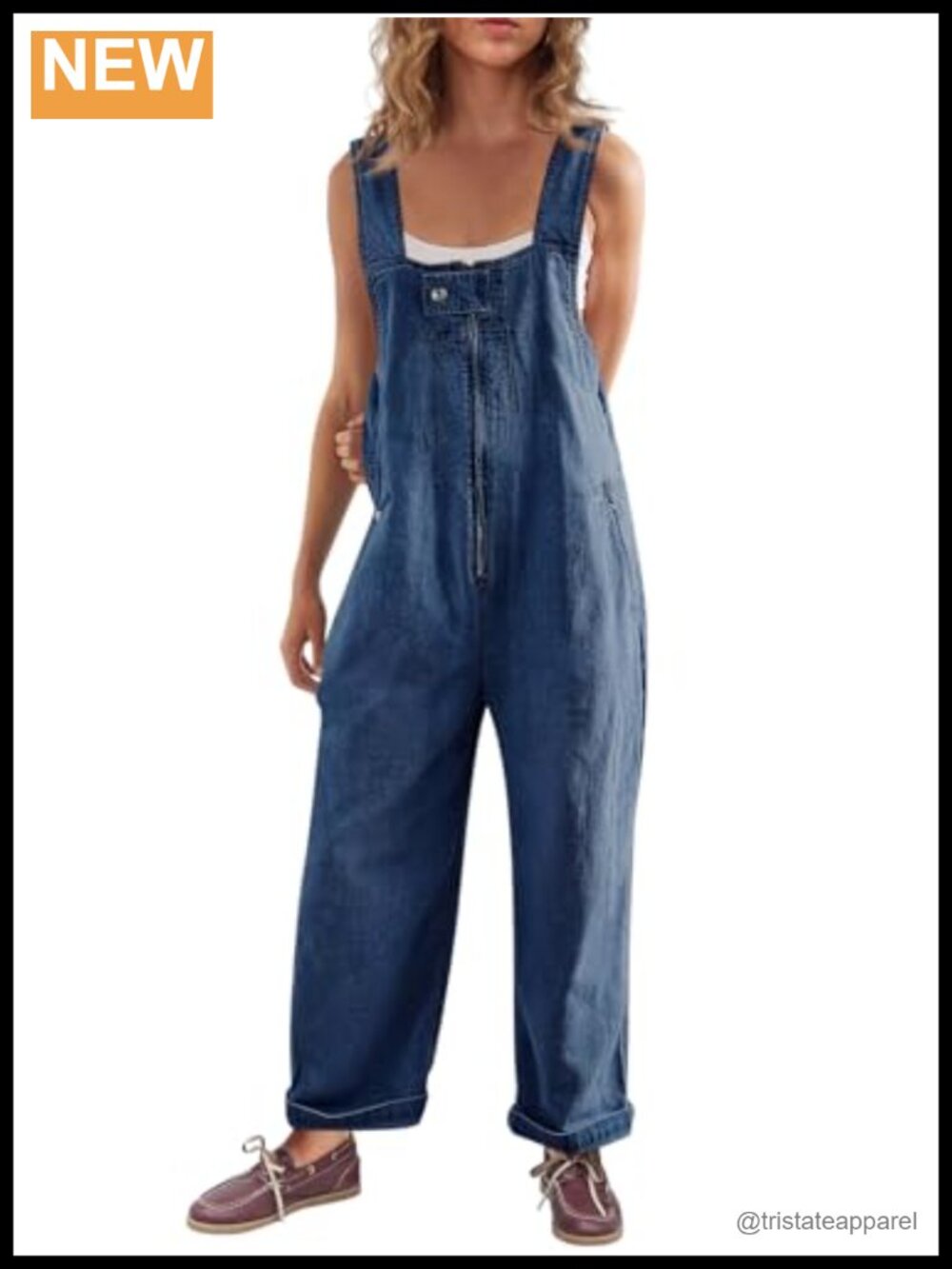 Womens Denim Bib Overalls Wide Leg Zip Backless Jumpsuit Sleeveless